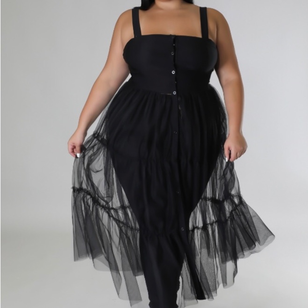 Chic Black Sheer Overlay Dress